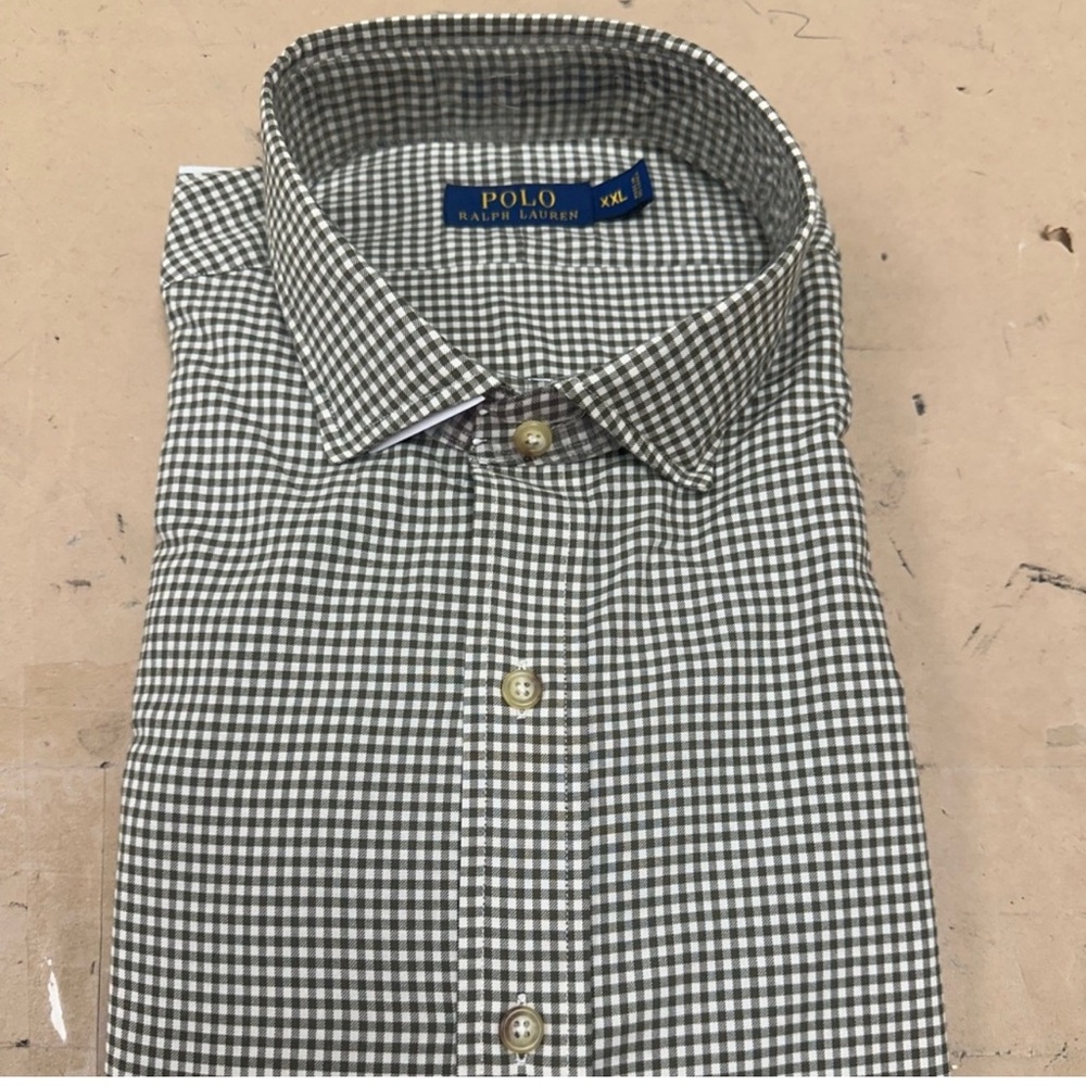 RL men’s green check button down